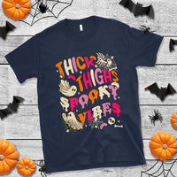 Halloween T Shirt Thick Thighs Spooky Vibe Retro Groovy Witchy Halloween Costume T-Shirt for Halloween lovers, Spooky Season - Wonder Print Shop