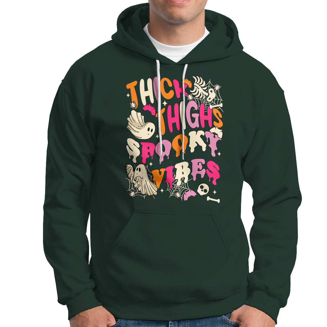Halloween Hoodie Thick Thighs Spooky Vibe Retro Groovy Witchy Halloween Costume T-Shirt for Halloween lovers, Spooky Season - Wonder Print Shop