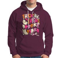 Halloween Hoodie Thick Thighs Spooky Vibe Retro Groovy Witchy Halloween Costume T-Shirt for Halloween lovers, Spooky Season - Wonder Print Shop