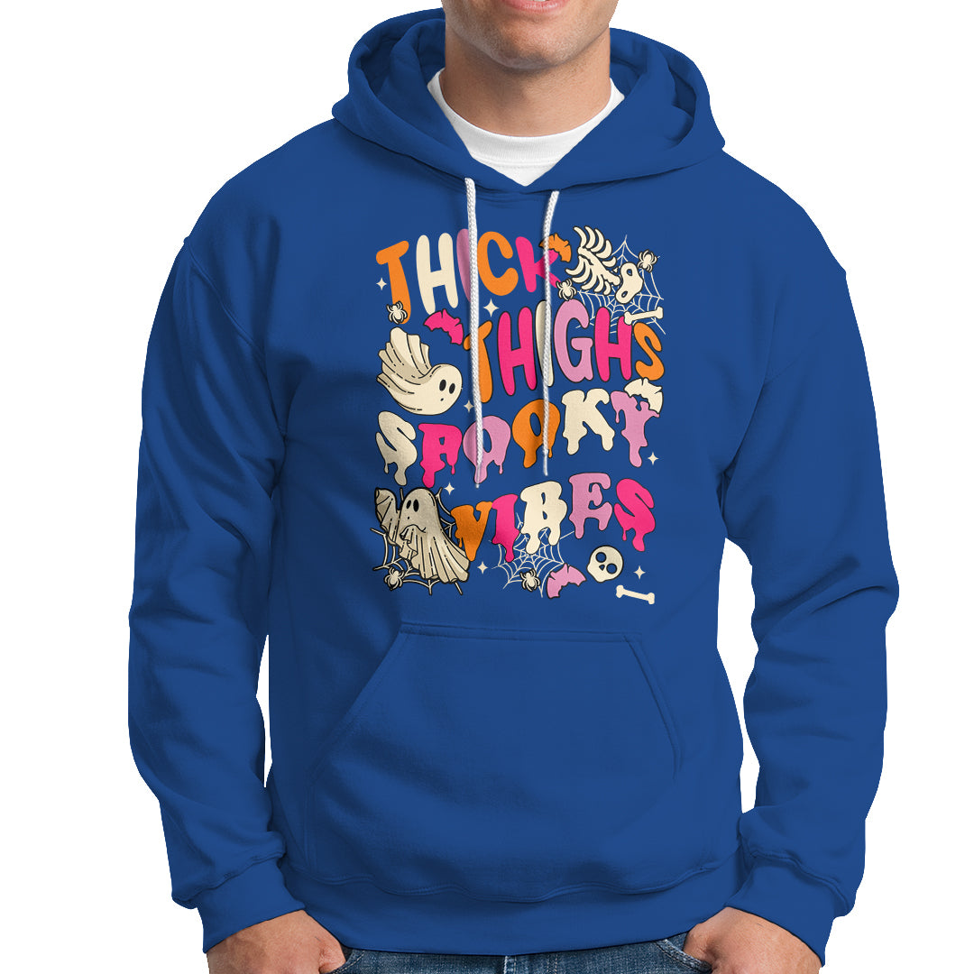 Halloween Hoodie Thick Thighs Spooky Vibe Retro Groovy Witchy Halloween Costume T-Shirt for Halloween lovers, Spooky Season - Wonder Print Shop