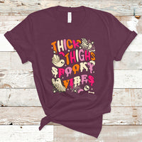Halloween T Shirt Thick Thighs Spooky Vibe Retro Groovy Witchy Halloween Costume T-Shirt for Halloween lovers, Spooky Season - Wonder Print Shop