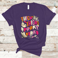 Halloween T Shirt Thick Thighs Spooky Vibe Retro Groovy Witchy Halloween Costume T-Shirt for Halloween lovers, Spooky Season - Wonder Print Shop