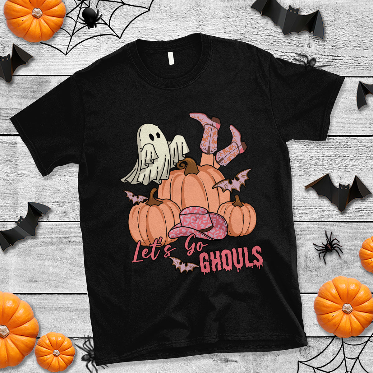 Halloween T Shirt Let's Go Ghouls Halloween Costume Retro Rodeo Halloween Cowgirl T-Shirt for Halloween lovers, Spooky Season - Wonder Print Shop