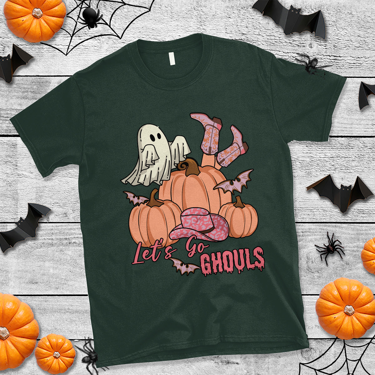Halloween T Shirt Let's Go Ghouls Halloween Costume Retro Rodeo Halloween Cowgirl T-Shirt for Halloween lovers, Spooky Season - Wonder Print Shop