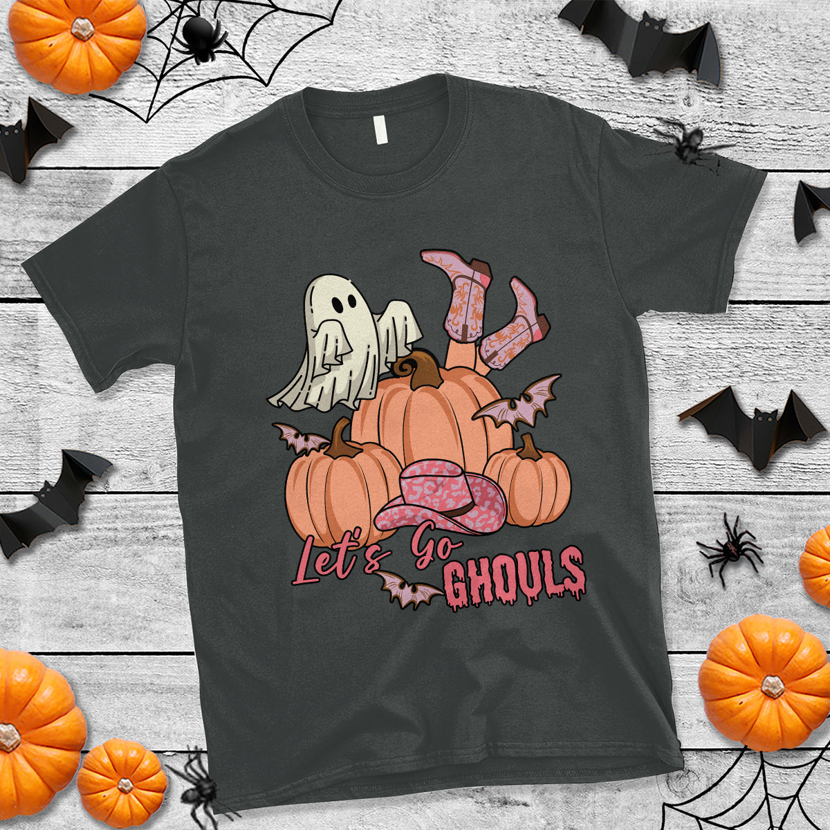 Halloween T Shirt Let's Go Ghouls Halloween Costume Retro Rodeo Halloween Cowgirl T-Shirt for Halloween lovers, Spooky Season - Wonder Print Shop