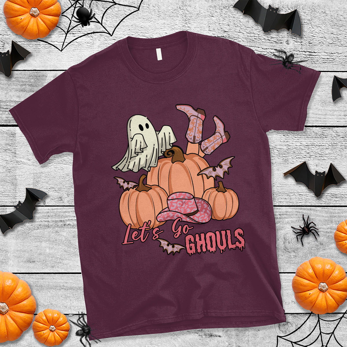 Halloween T Shirt Let's Go Ghouls Halloween Costume Retro Rodeo Halloween Cowgirl T-Shirt for Halloween lovers, Spooky Season - Wonder Print Shop