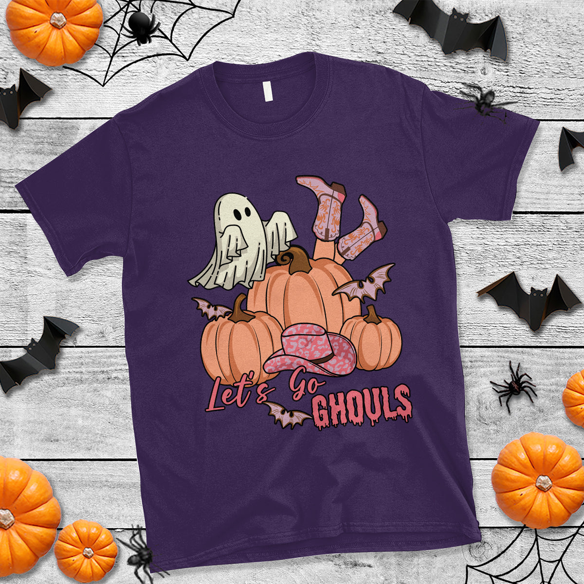 Halloween T Shirt Let's Go Ghouls Halloween Costume Retro Rodeo Halloween Cowgirl T-Shirt for Halloween lovers, Spooky Season - Wonder Print Shop