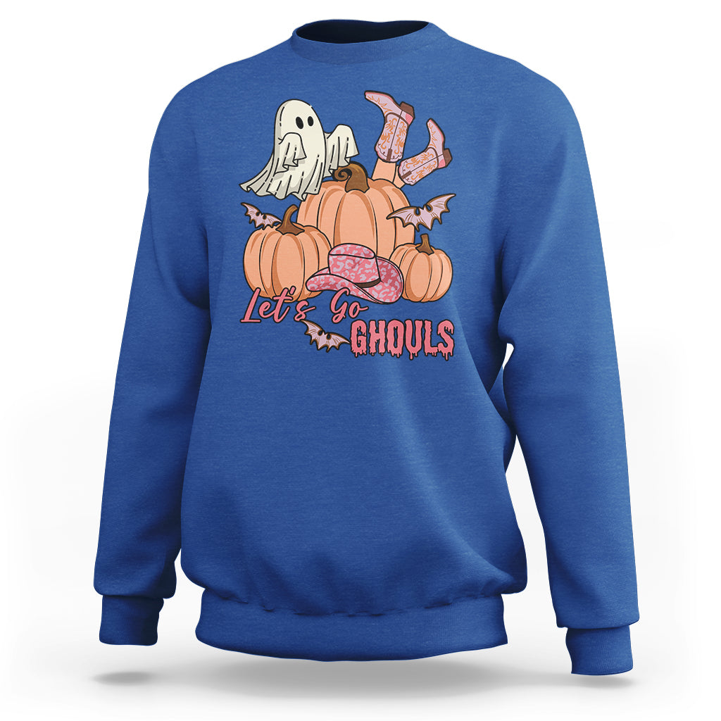 Halloween Sweatshirt Let's Go Ghouls Halloween Costume Retro Rodeo Halloween Cowgirl T-Shirt for Halloween lovers, Spooky Season - Wonder Print Shop