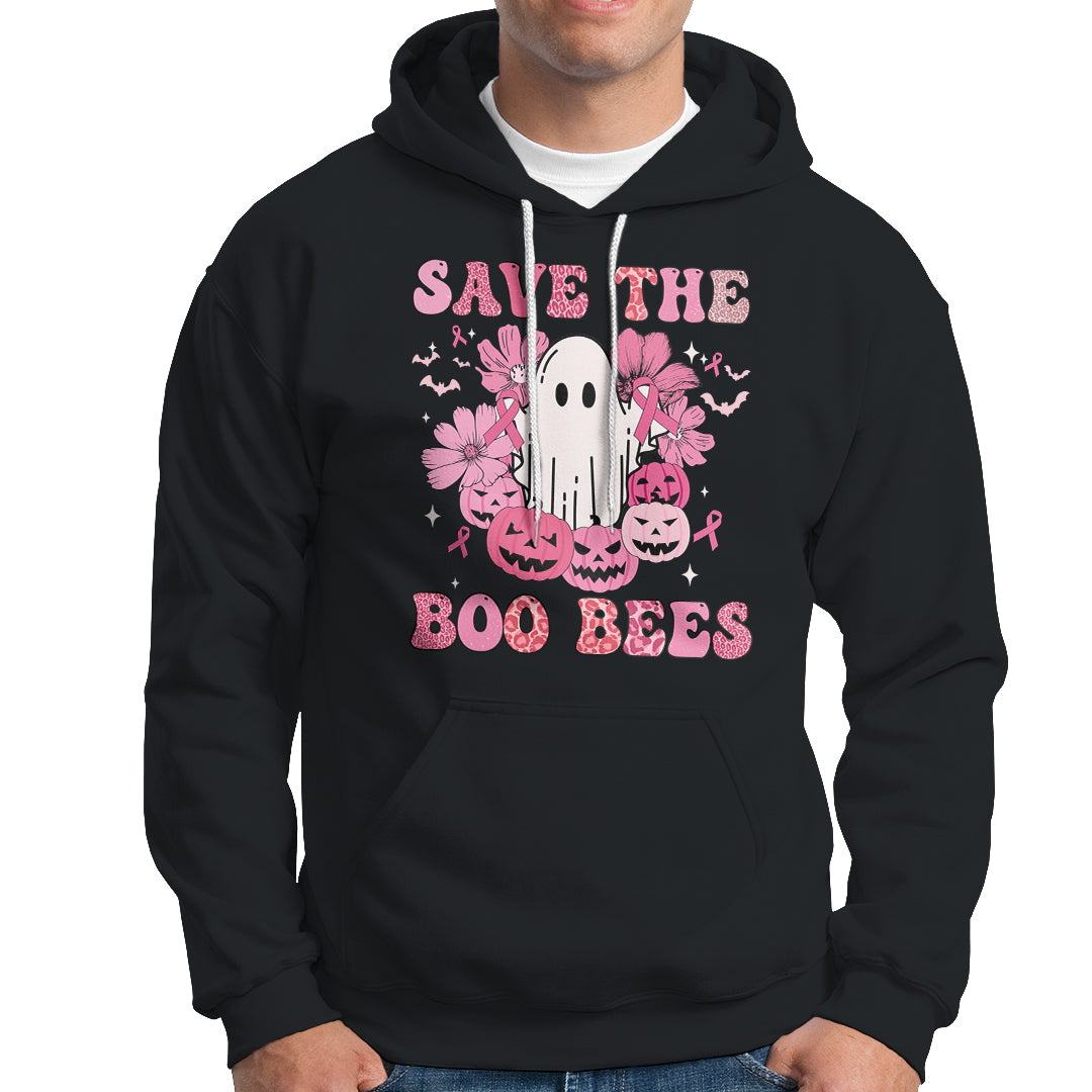 Halloween Hoodie Breast Cancer Awareness Save Your Boo Bees Spooky Boos Ghost Halloween T-Shirt for Halloween lovers, Spooky Season - Wonder Print Shop