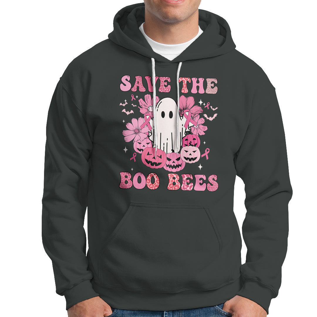 Halloween Hoodie Breast Cancer Awareness Save Your Boo Bees Spooky Boos Ghost Halloween T-Shirt for Halloween lovers, Spooky Season - Wonder Print Shop