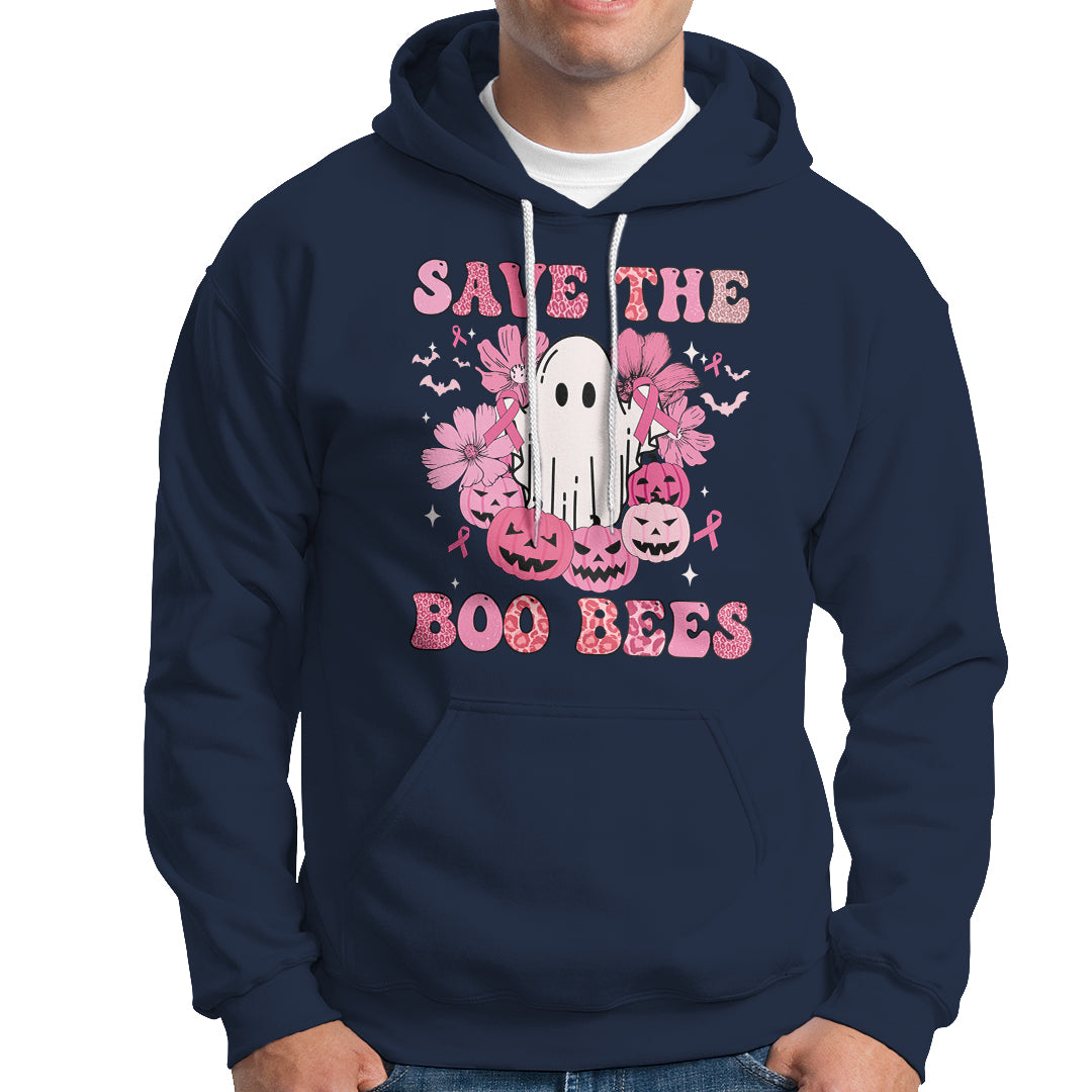 Halloween Hoodie Breast Cancer Awareness Save Your Boo Bees Spooky Boos Ghost Halloween T-Shirt for Halloween lovers, Spooky Season - Wonder Print Shop