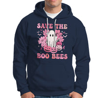 Halloween Hoodie Breast Cancer Awareness Save Your Boo Bees Spooky Boos Ghost Halloween T-Shirt for Halloween lovers, Spooky Season - Wonder Print Shop