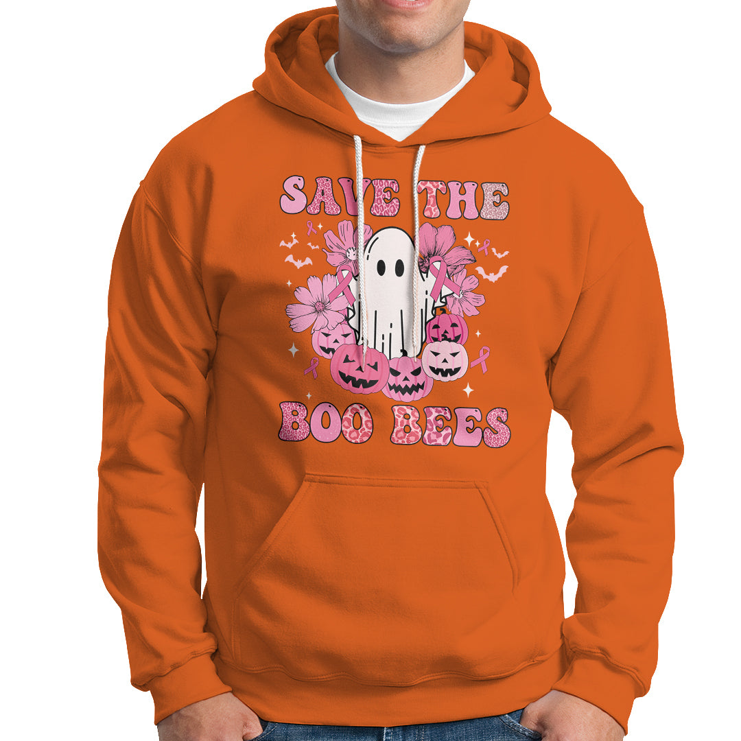 Halloween Hoodie Breast Cancer Awareness Save Your Boo Bees Spooky Boos Ghost Halloween T-Shirt for Halloween lovers, Spooky Season - Wonder Print Shop