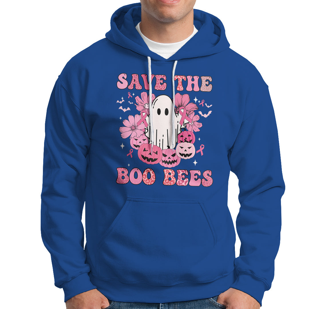 Halloween Hoodie Breast Cancer Awareness Save Your Boo Bees Spooky Boos Ghost Halloween T-Shirt for Halloween lovers, Spooky Season - Wonder Print Shop