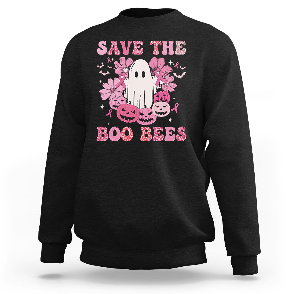 Halloween Sweatshirt Breast Cancer Awareness Save Your Boo Bees Spooky Boos Ghost Halloween T-Shirt for Halloween lovers, Spooky Season - Wonder Print Shop
