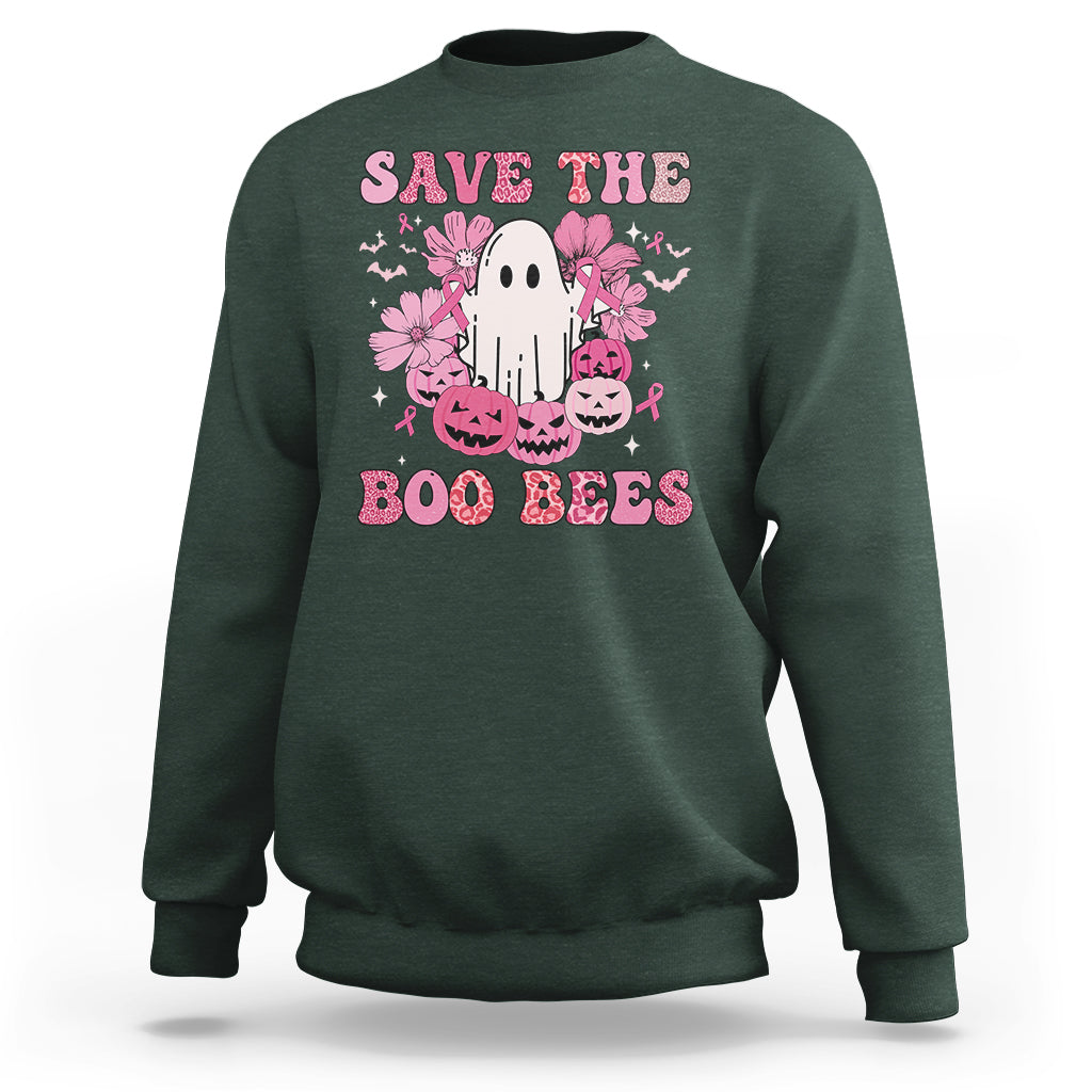 Halloween Sweatshirt Breast Cancer Awareness Save Your Boo Bees Spooky Boos Ghost Halloween T-Shirt for Halloween lovers, Spooky Season - Wonder Print Shop