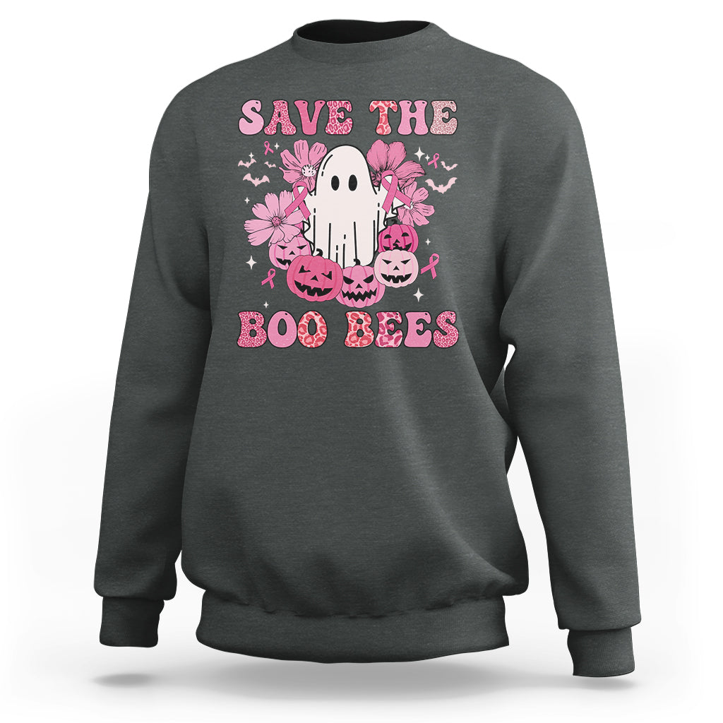 Halloween Sweatshirt Breast Cancer Awareness Save Your Boo Bees Spooky Boos Ghost Halloween T-Shirt for Halloween lovers, Spooky Season - Wonder Print Shop