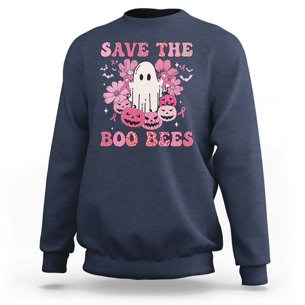 Halloween Sweatshirt Breast Cancer Awareness Save Your Boo Bees Spooky Boos Ghost Halloween T-Shirt for Halloween lovers, Spooky Season - Wonder Print Shop