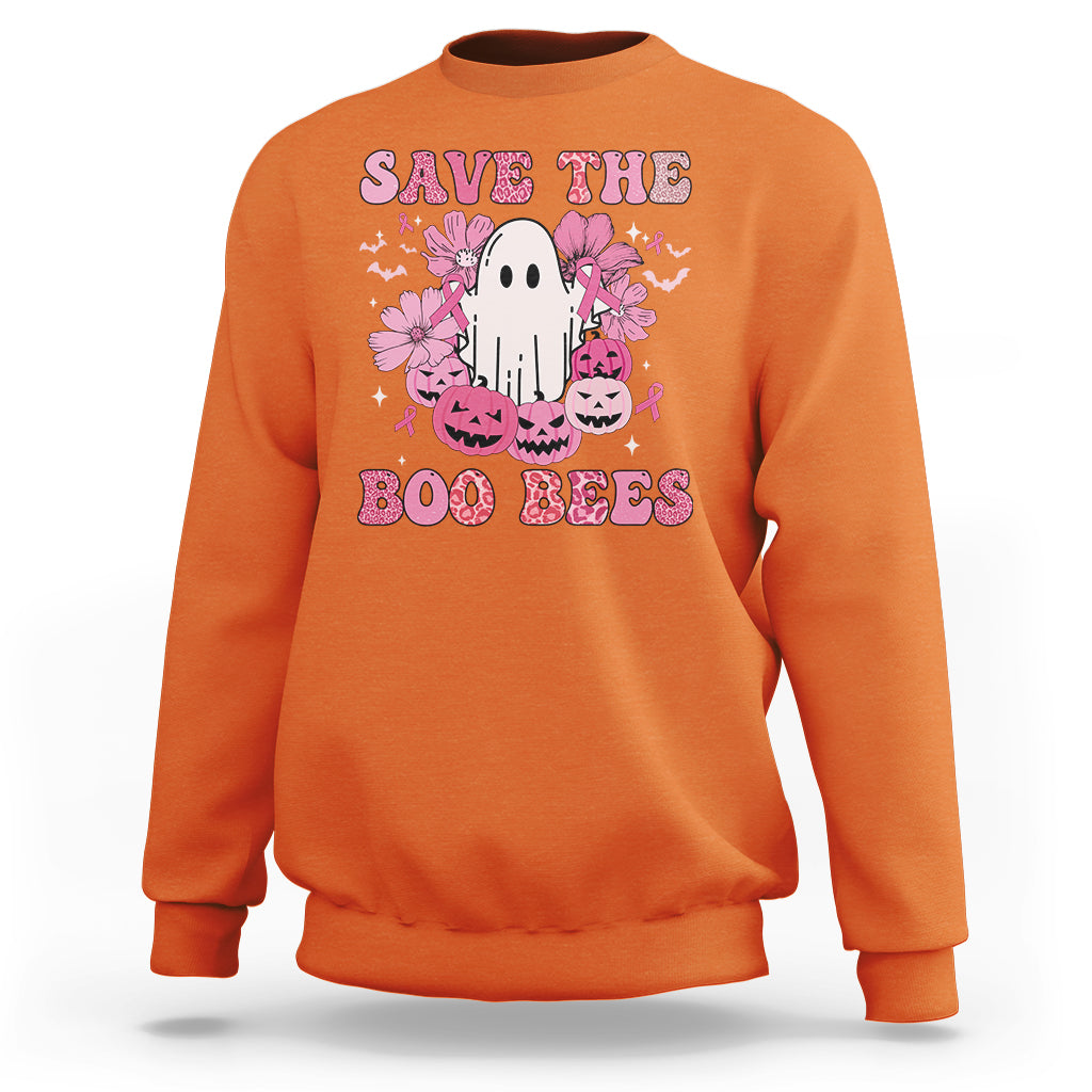 Halloween Sweatshirt Breast Cancer Awareness Save Your Boo Bees Spooky Boos Ghost Halloween T-Shirt for Halloween lovers, Spooky Season - Wonder Print Shop