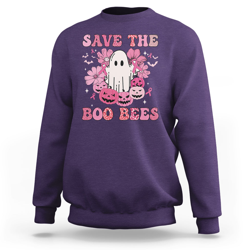 Halloween Sweatshirt Breast Cancer Awareness Save Your Boo Bees Spooky Boos Ghost Halloween T-Shirt for Halloween lovers, Spooky Season - Wonder Print Shop