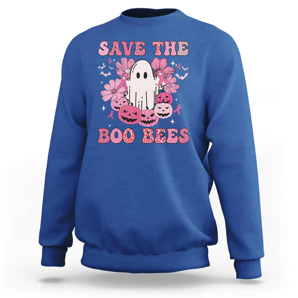 Halloween Sweatshirt Breast Cancer Awareness Save Your Boo Bees Spooky Boos Ghost Halloween T-Shirt for Halloween lovers, Spooky Season - Wonder Print Shop