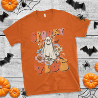 Halloween T Shirt Spooky Vibe Retro Groovy Spooky Boo Ghost Halloween Costume T-Shirt for Halloween lovers, Spooky Season Shirt, Ghosts - Wonder Print Shop