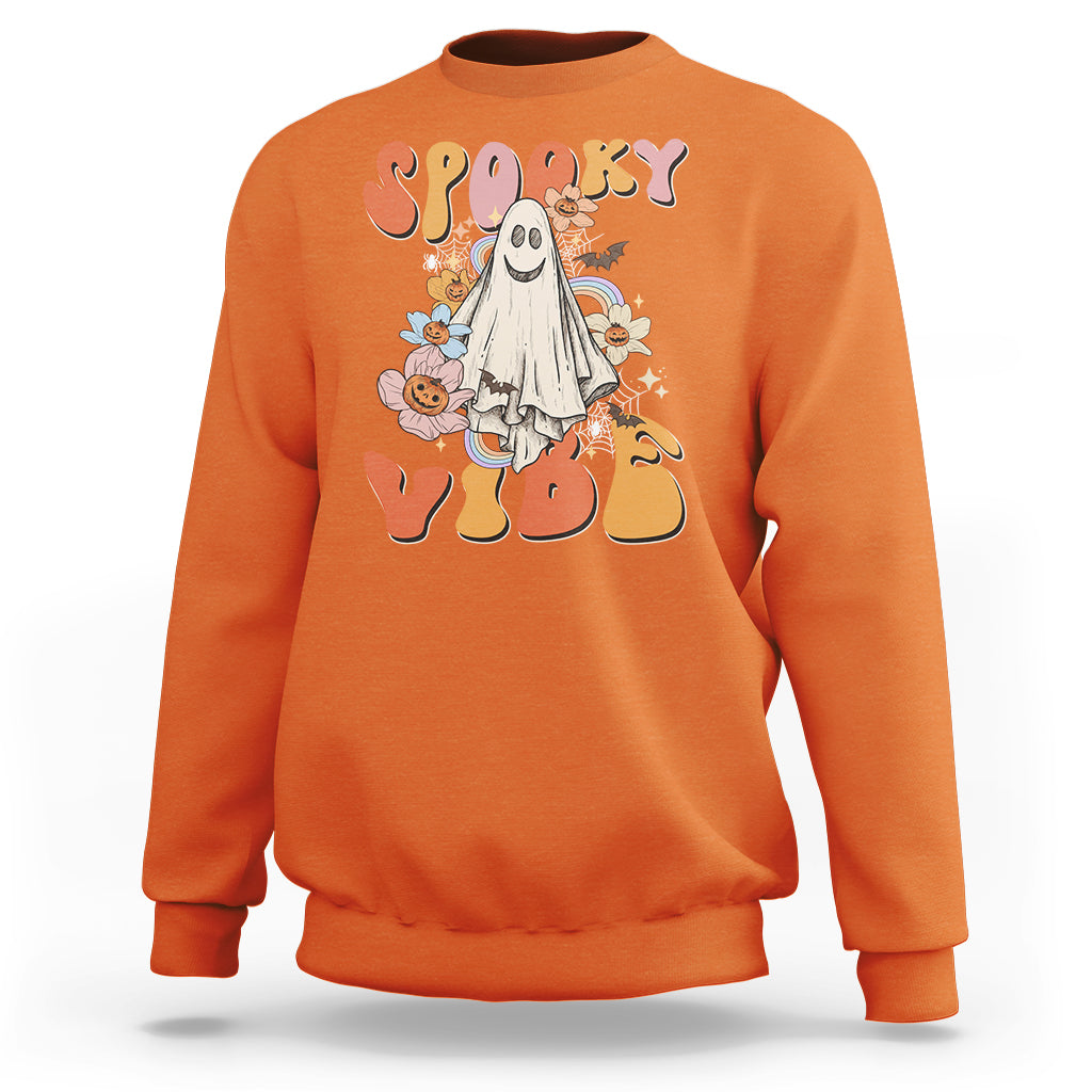 Halloween Sweatshirt Spooky Vibe Retro Groovy Spooky Boo Ghost Halloween Costume T-Shirt for Halloween lovers, Spooky Season Shirt, Ghosts - Wonder Print Shop