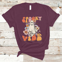 Halloween T Shirt Spooky Vibe Retro Groovy Spooky Boo Ghost Halloween Costume T-Shirt for Halloween lovers, Spooky Season Shirt, Ghosts - Wonder Print Shop