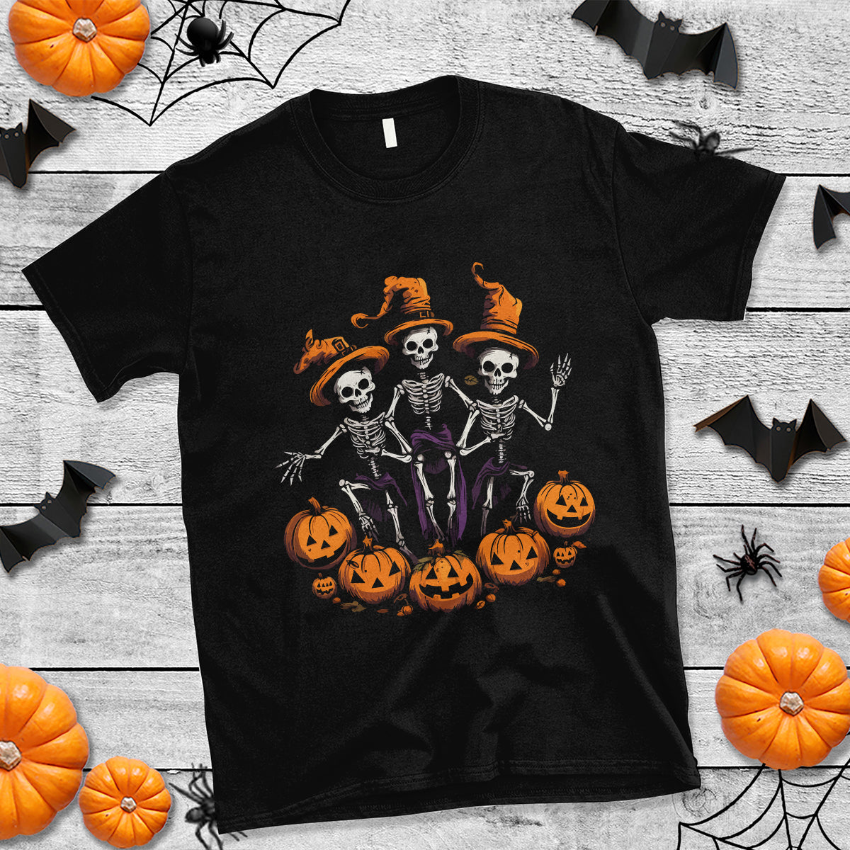 Halloween T Shirt Dancing Skeletons Dance Challenge Scary Pumpkin Spooky Halloween T-Shirt for Halloween lovers, Spooky Season - Wonder Print Shop
