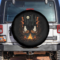 Cute Boo Spooky Ghost Camping Spare Tire Cover In The Forest Gothic Halloween