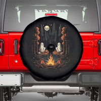 Cute Boo Spooky Ghost Camping Spare Tire Cover In The Forest Gothic Halloween