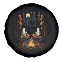 Cute Boo Spooky Ghost Camping Spare Tire Cover In The Forest Gothic Halloween