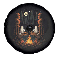 Cute Boo Spooky Ghost Camping Spare Tire Cover In The Forest Gothic Halloween