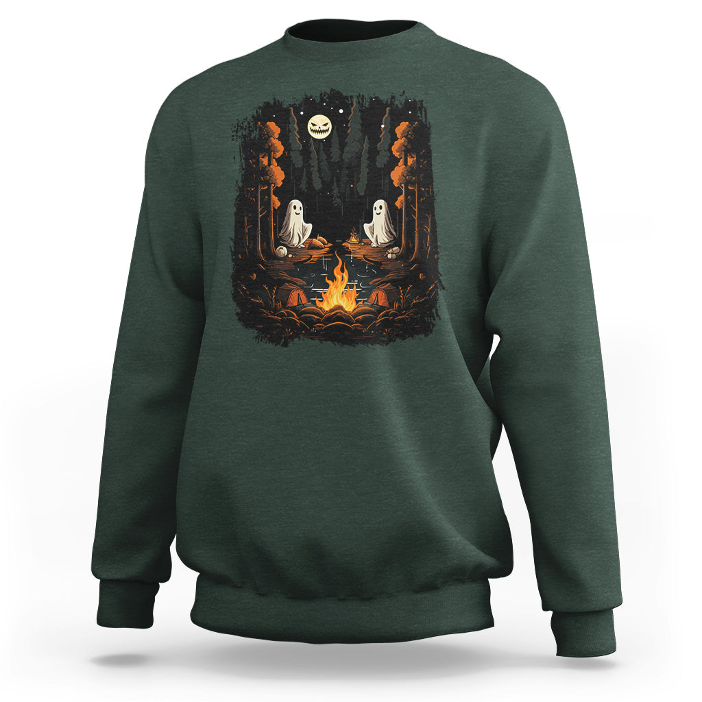 Halloween Sweatshirt Cute Boo Spooky Ghost Camping In The Forest Gothic Halloween T-Shirt for Halloween lovers, Spooky Season Shirt, Ghosts - Wonder Print Shop