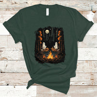 Halloween T Shirt Cute Boo Spooky Ghost Camping In The Forest Gothic Halloween T-Shirt for Halloween lovers, Spooky Season Shirt, Ghosts - Wonder Print Shop