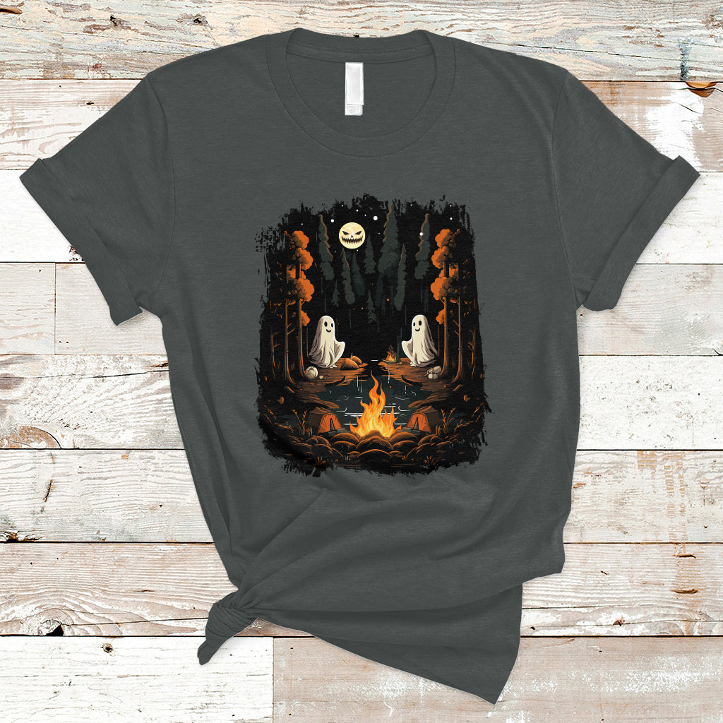 Halloween T Shirt Cute Boo Spooky Ghost Camping In The Forest Gothic Halloween T-Shirt for Halloween lovers, Spooky Season Shirt, Ghosts - Wonder Print Shop