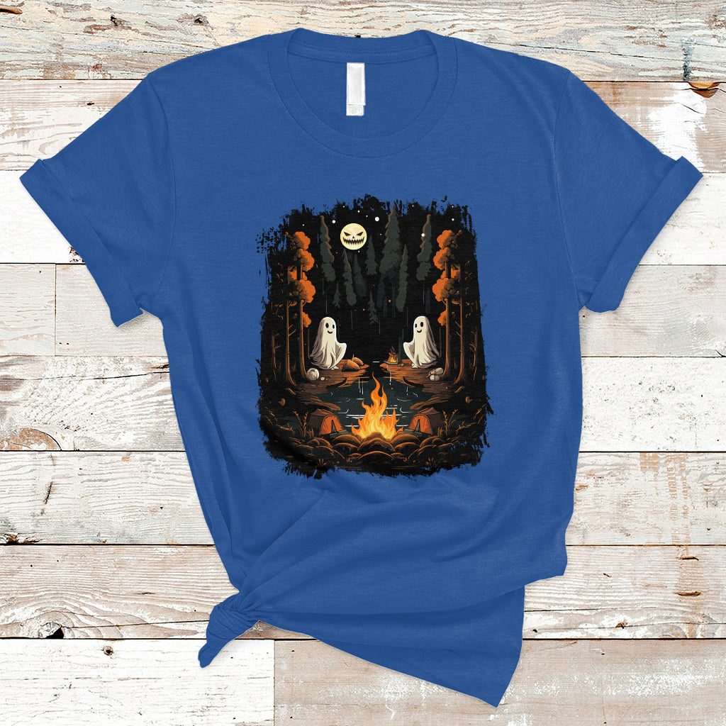 Halloween T Shirt Cute Boo Spooky Ghost Camping In The Forest Gothic Halloween T-Shirt for Halloween lovers, Spooky Season Shirt, Ghosts - Wonder Print Shop