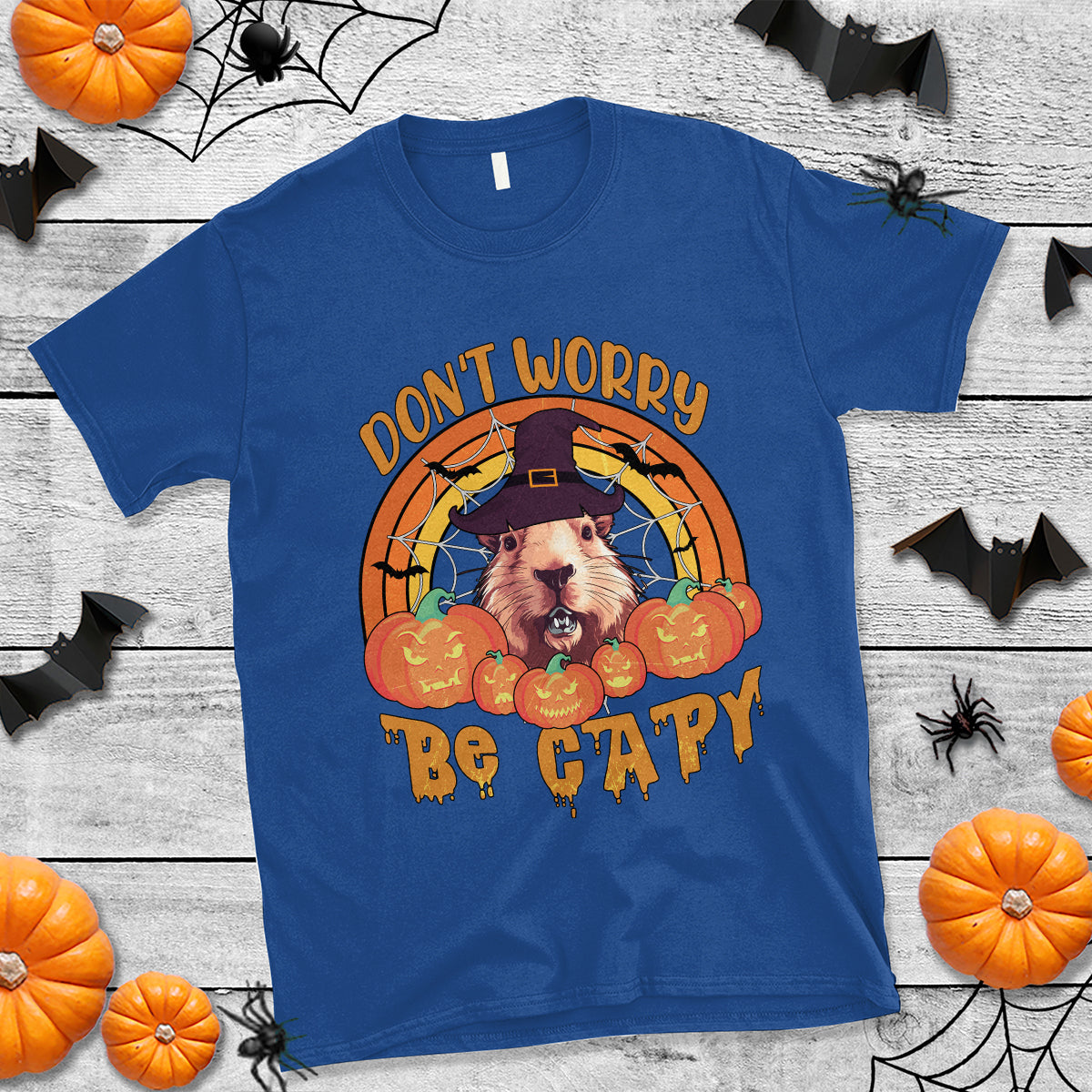 Halloween T Shirt Don't Worry Be Capy Funny Capybara In Halloween Costume T-Shirt for Halloween lovers, Capybara Meme, Spooky Season - Wonder Print Shop