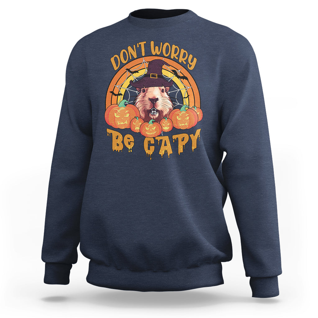 Halloween Sweatshirt Don't Worry Be Capy Funny Capybara In Halloween Costume T-Shirt for Halloween lovers, Capybara Meme, Spooky Season - Wonder Print Shop