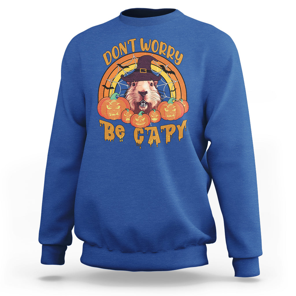 Halloween Sweatshirt Don't Worry Be Capy Funny Capybara In Halloween Costume T-Shirt for Halloween lovers, Capybara Meme, Spooky Season - Wonder Print Shop