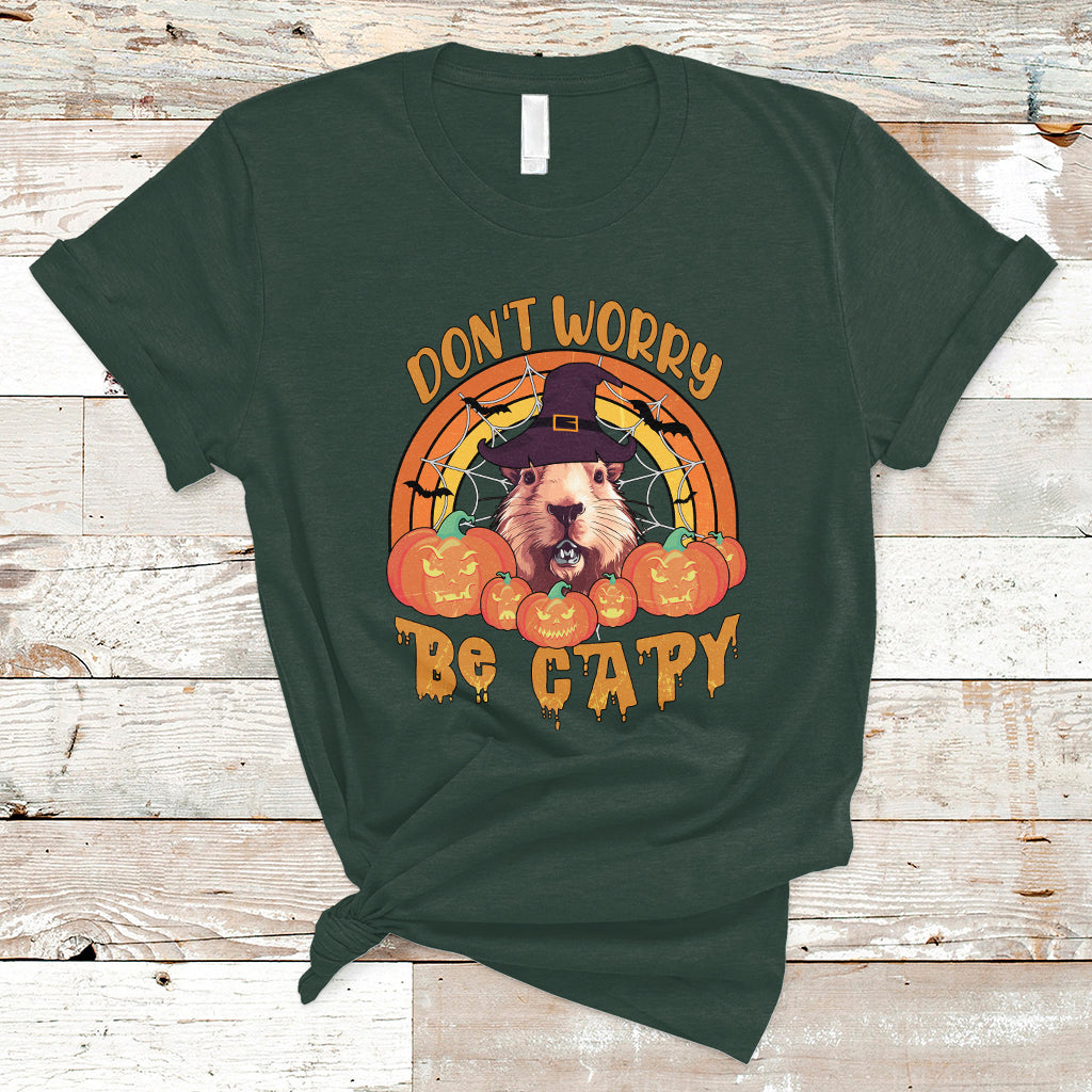 Halloween T Shirt Don't Worry Be Capy Funny Capybara In Halloween Costume T-Shirt for Halloween lovers, Capybara Meme, Spooky Season - Wonder Print Shop