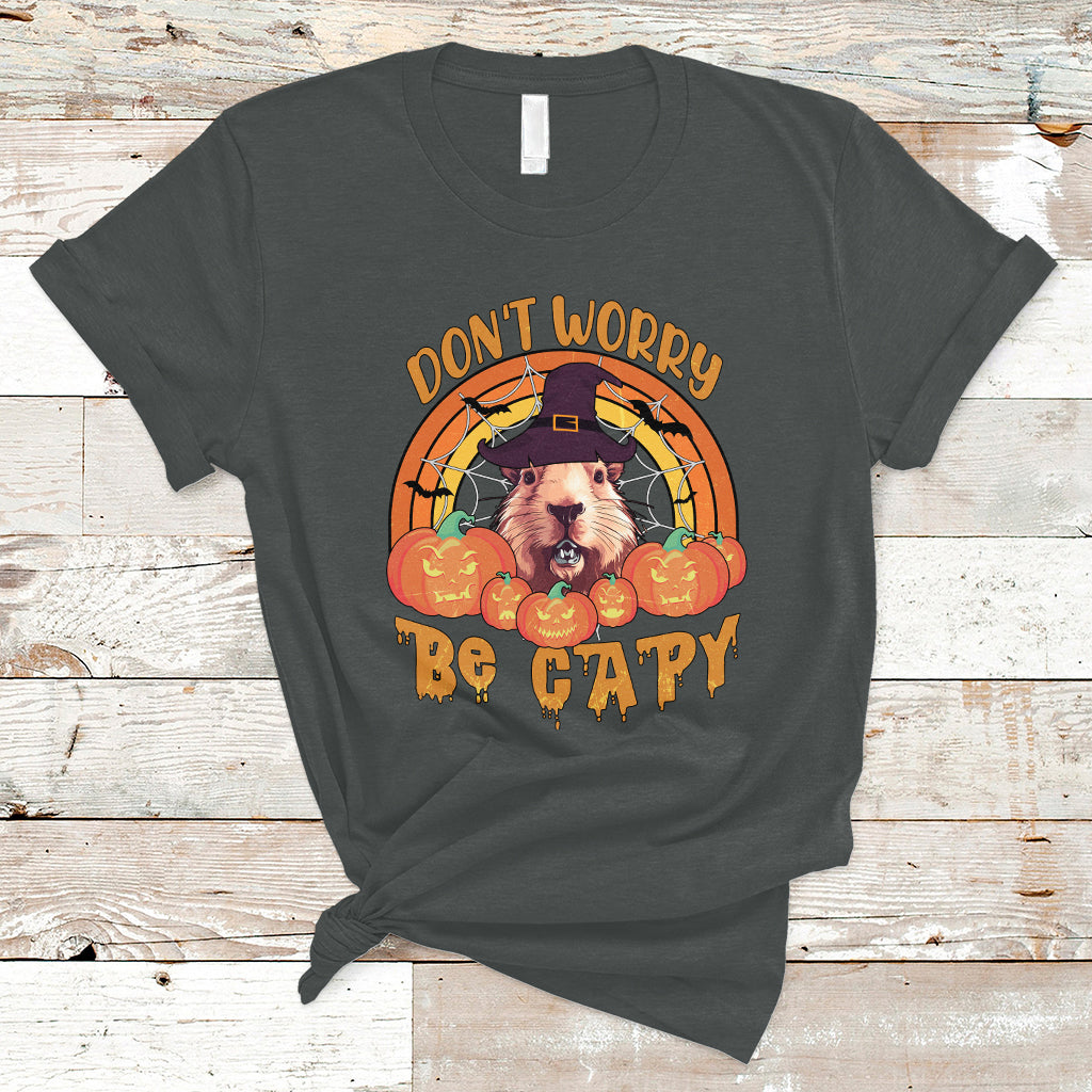 Halloween T Shirt Don't Worry Be Capy Funny Capybara In Halloween Costume T-Shirt for Halloween lovers, Capybara Meme, Spooky Season - Wonder Print Shop