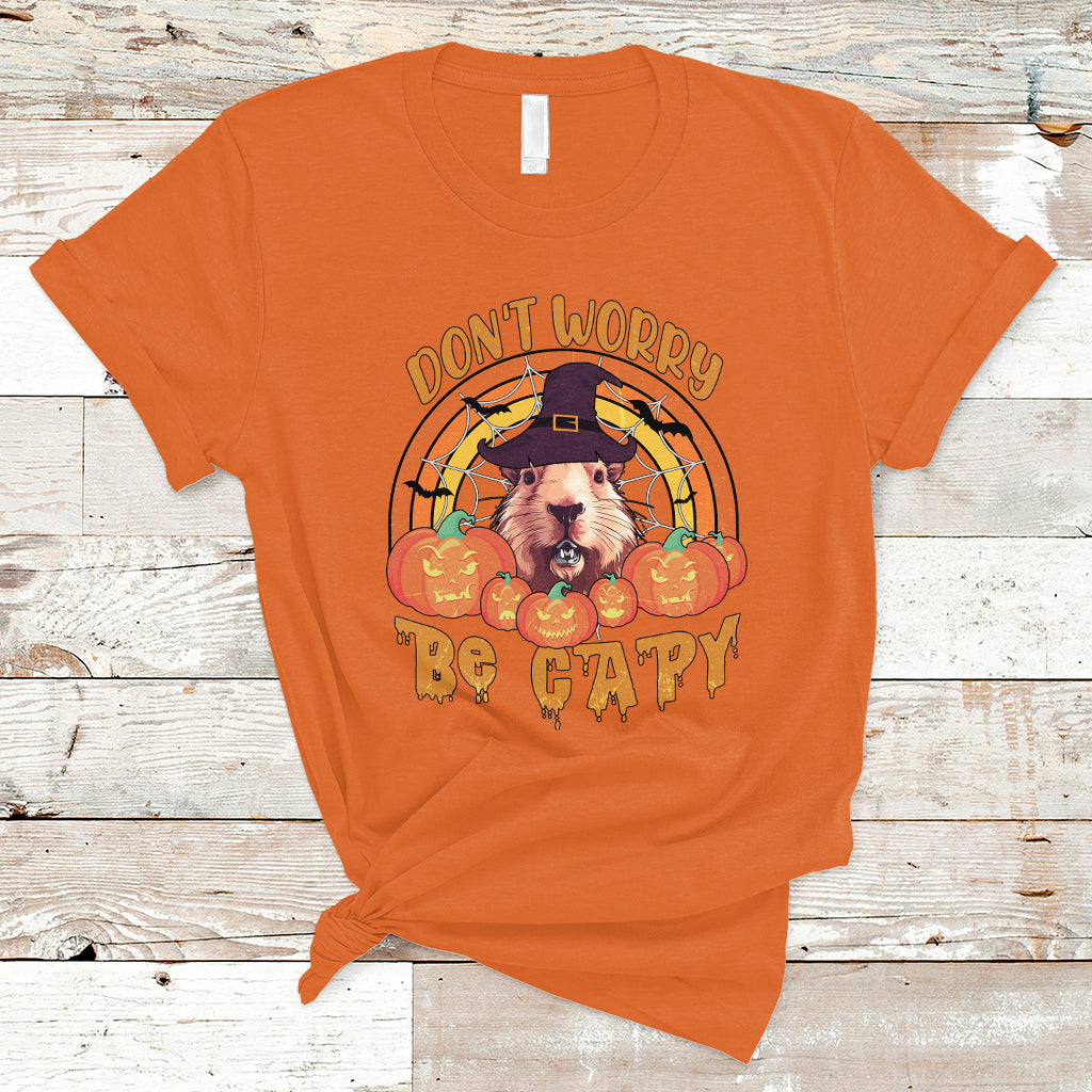 Halloween T Shirt Don't Worry Be Capy Funny Capybara In Halloween Costume T-Shirt for Halloween lovers, Capybara Meme, Spooky Season - Wonder Print Shop