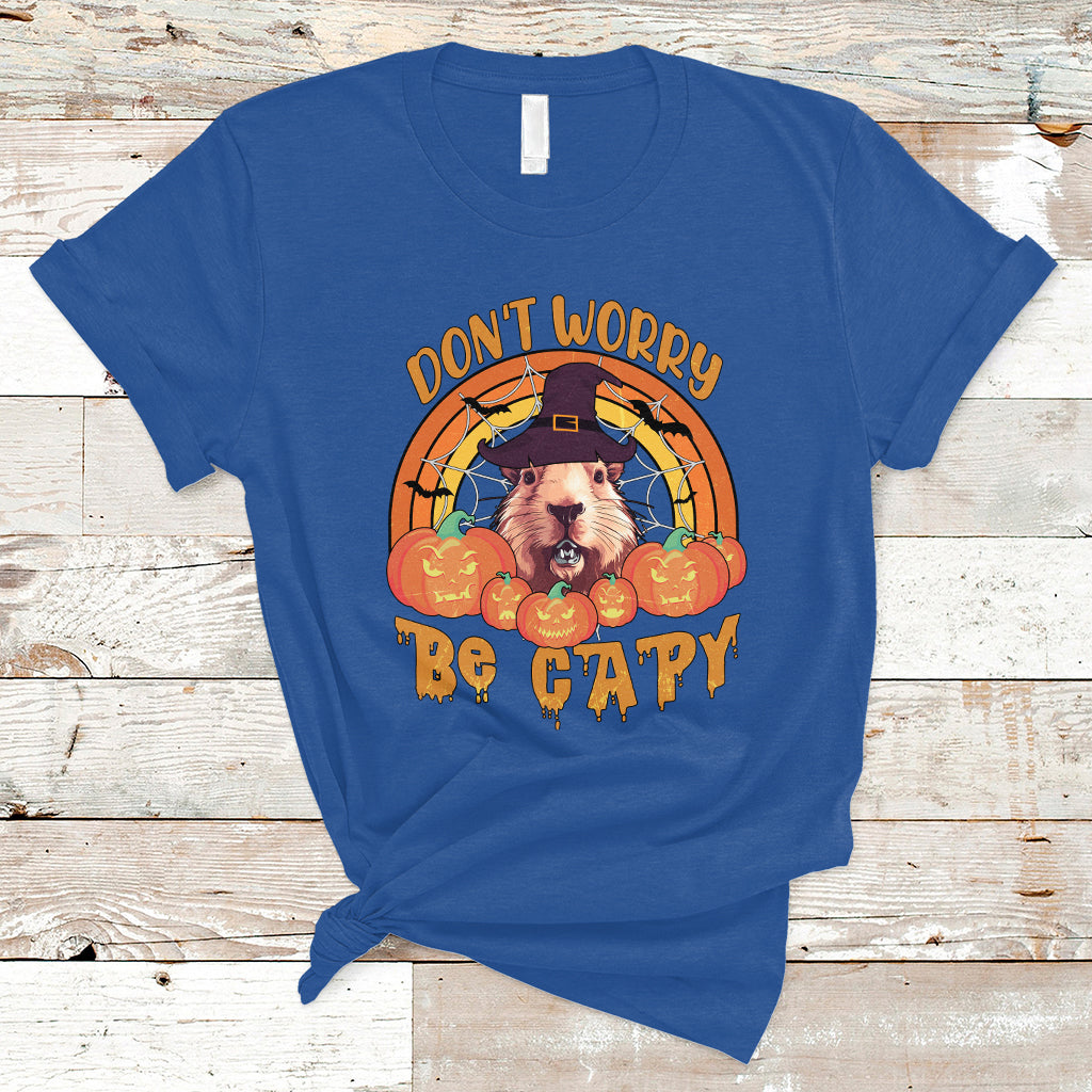 Halloween T Shirt Don't Worry Be Capy Funny Capybara In Halloween Costume T-Shirt for Halloween lovers, Capybara Meme, Spooky Season - Wonder Print Shop
