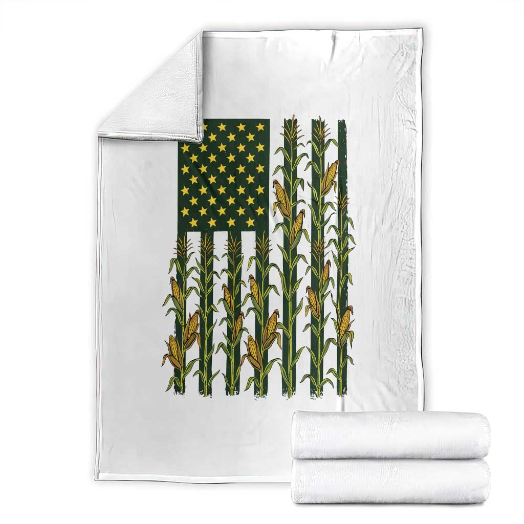 American Flag Corn Farmer Country Agriculture Throw Blanket Vintage Patriotic Harvest