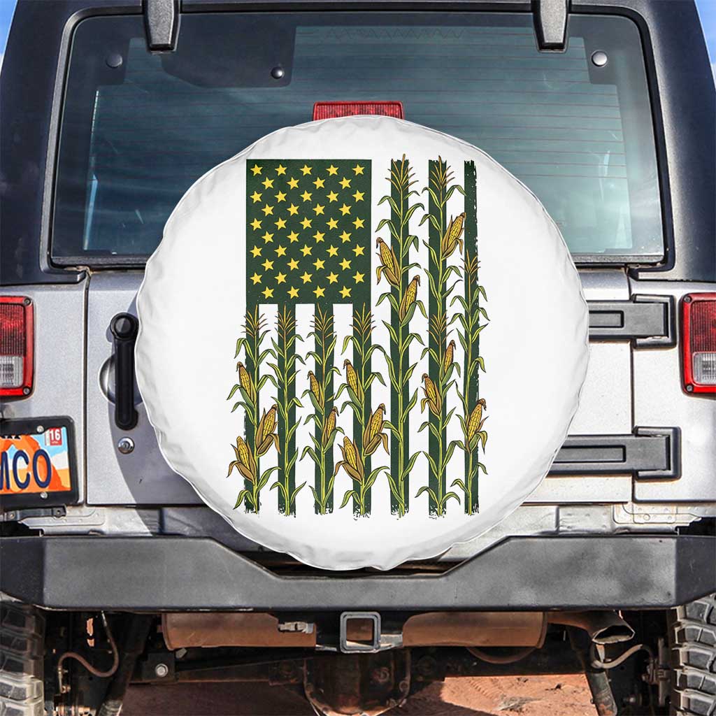 American Flag Corn Farmer Country Agriculture Spare Tire Cover Vintage Patriotic Harvest