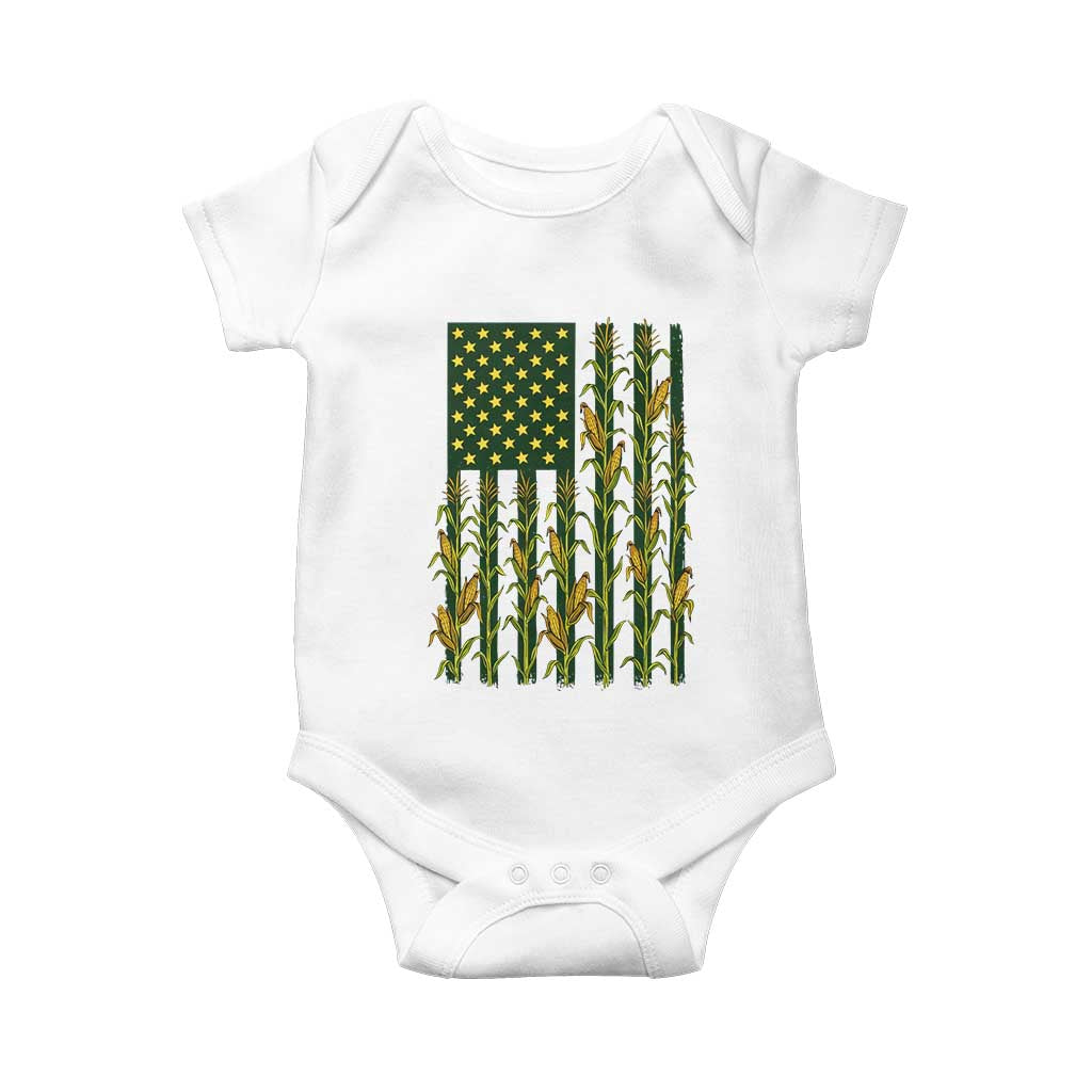 American Flag Corn Farmer Country Agriculture Baby Onesie Vintage Patriotic Harvest