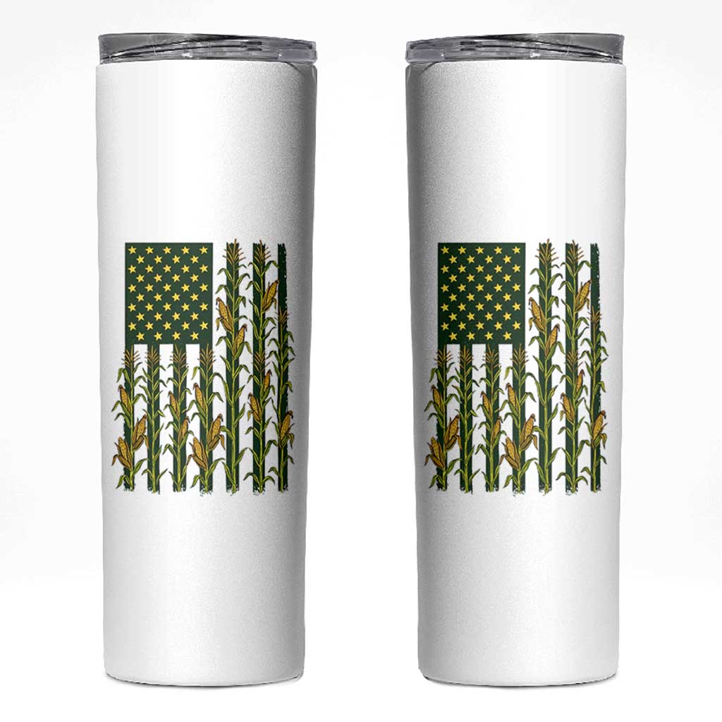 American Flag Corn Farmer Country Agriculture Skinny Tumbler Vintage Patriotic Harvest