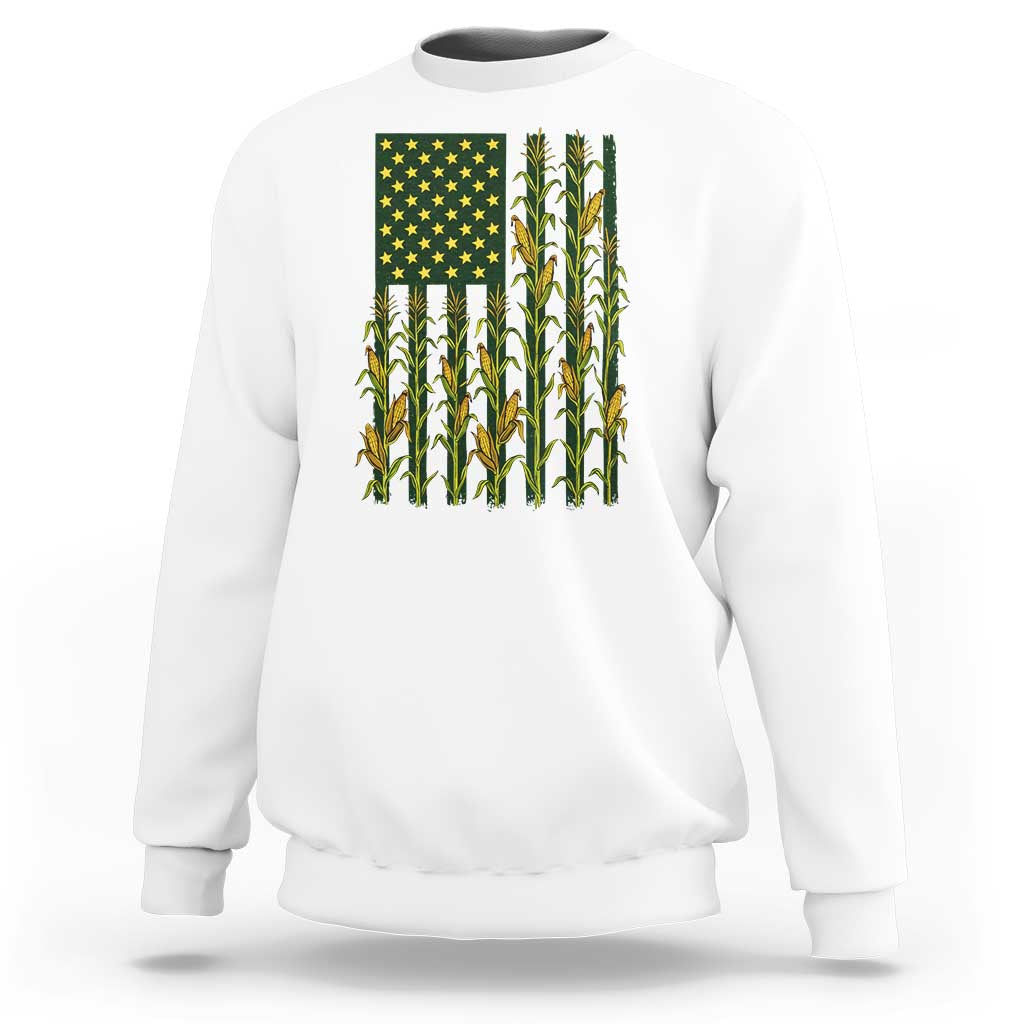 American Flag Corn Farmer Country Agriculture Sweatshirt Vintage Patriotic Harvest