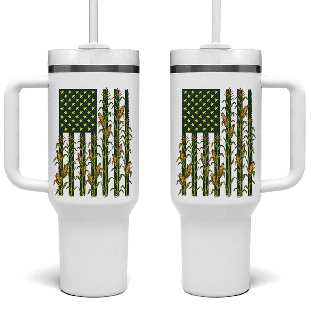 American Flag Corn Farmer Country Agriculture Tumbler With Handle Vintage Patriotic Harvest